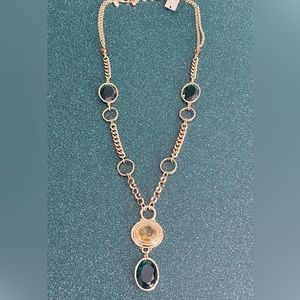 NWT Chico’s statement necklace Green Gold & Amber